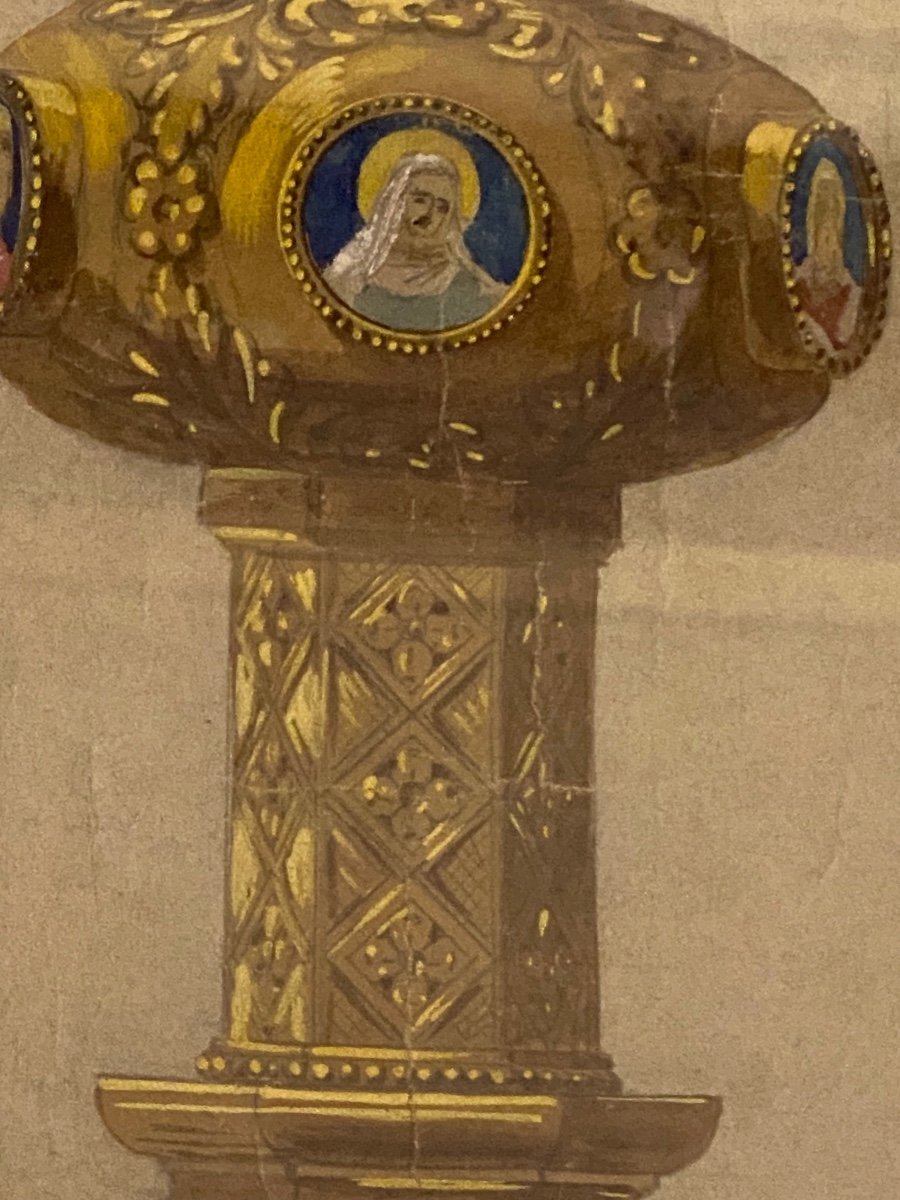 Monstrance, Gouache in the style of Placide Poussielgue-Rusand (1824-1889)