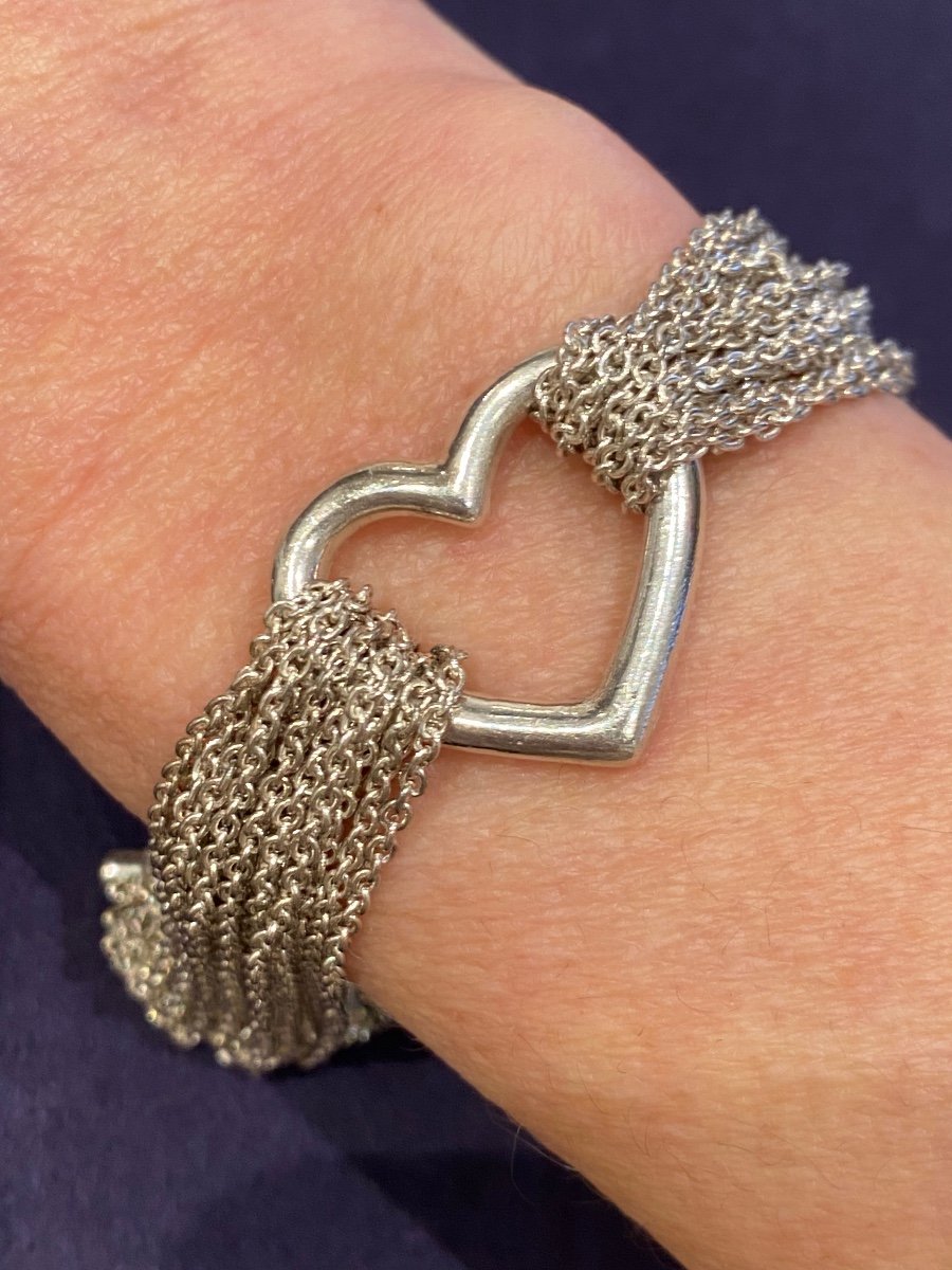 Tiffany & Co, Bracelet Argent Multi-mailles Coeur Par Elsa Peretti