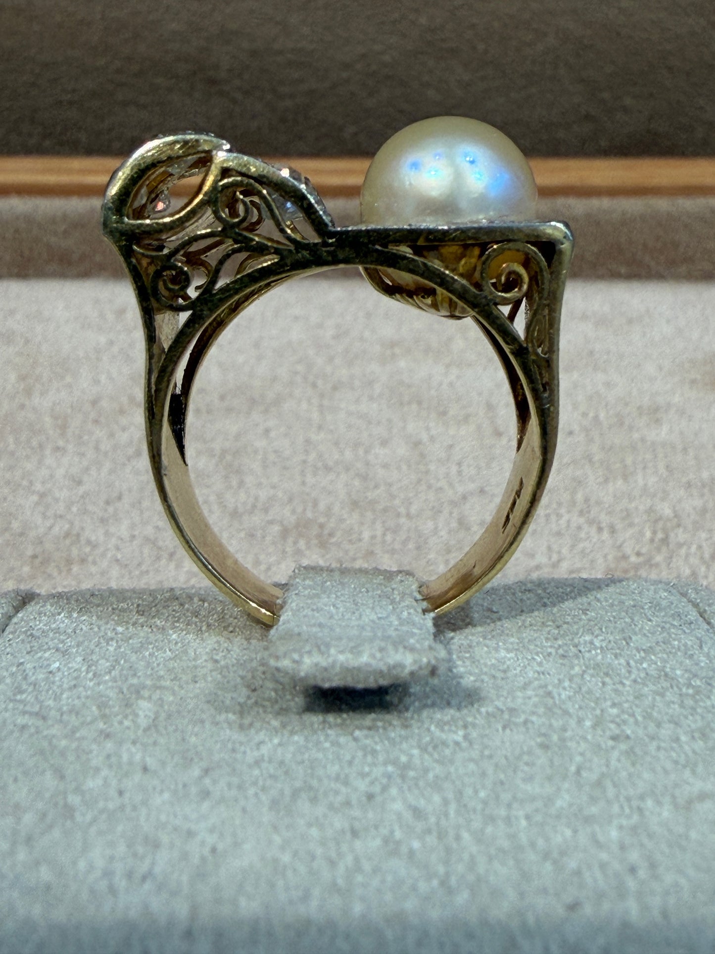 BAGUE TANK DIAMANTS & PERLE
