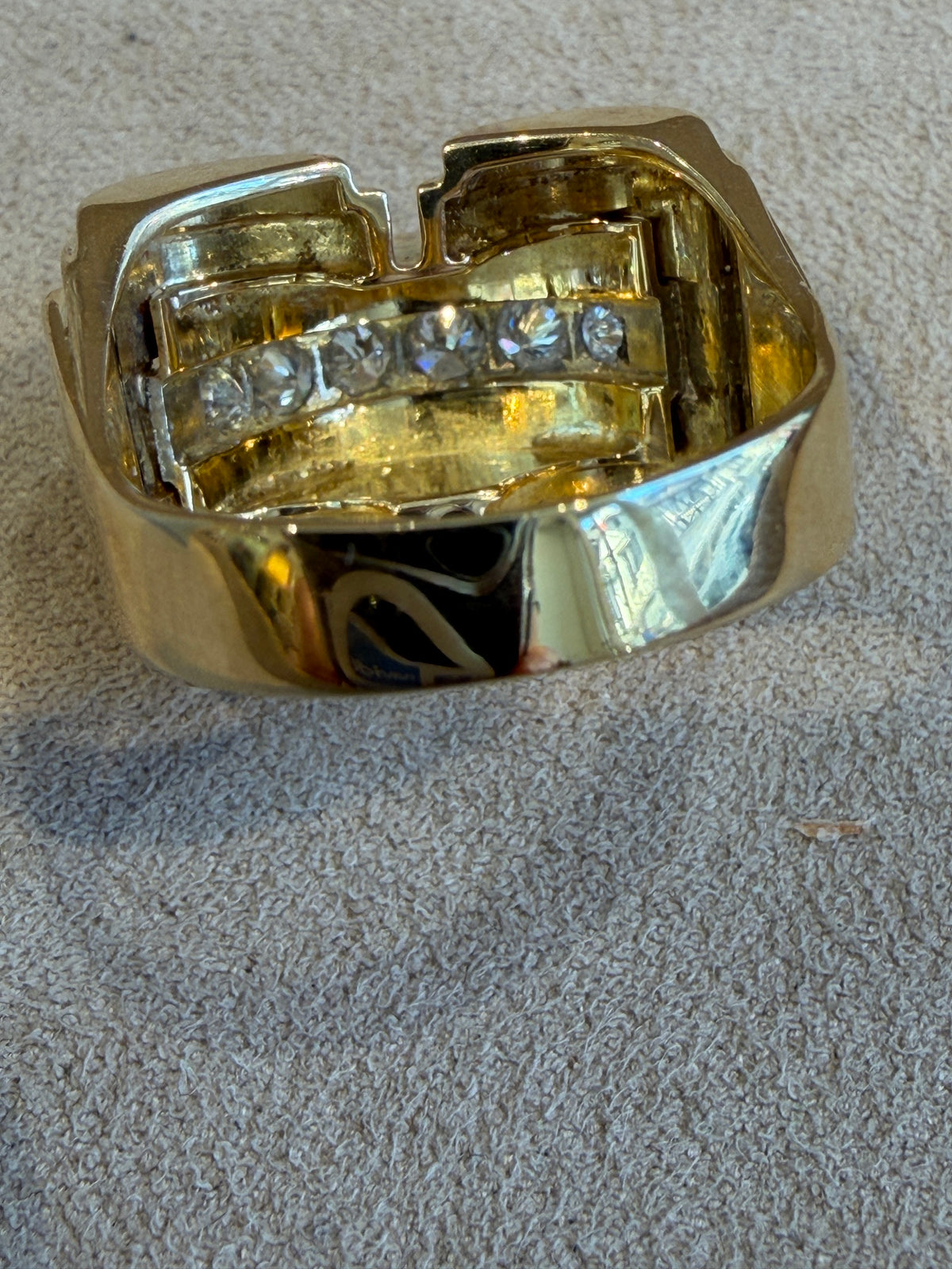 BAGUE TANK MODELE A PONT OR & DIAMANTS