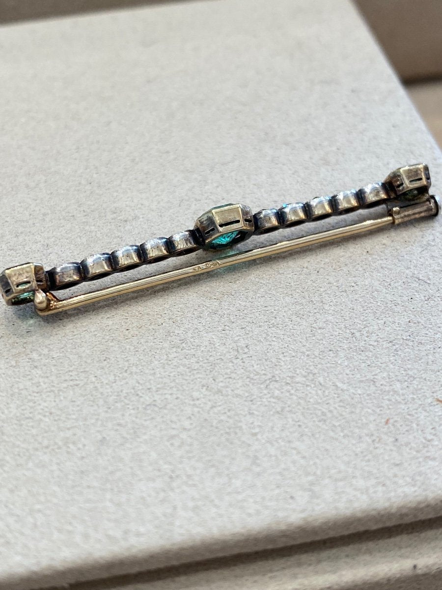 Broche Barrette émeraudes & Diamants