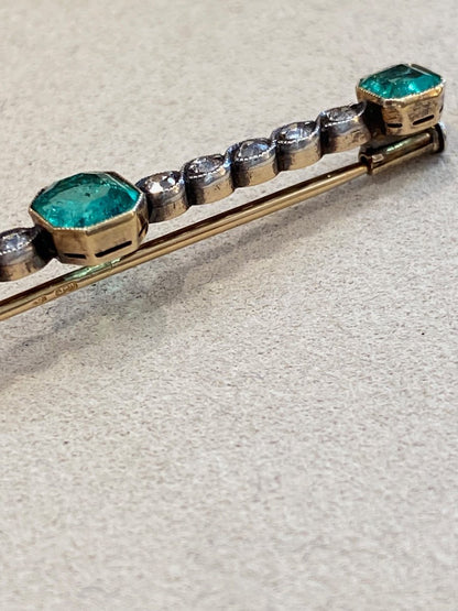 Broche Barrette émeraudes & Diamants