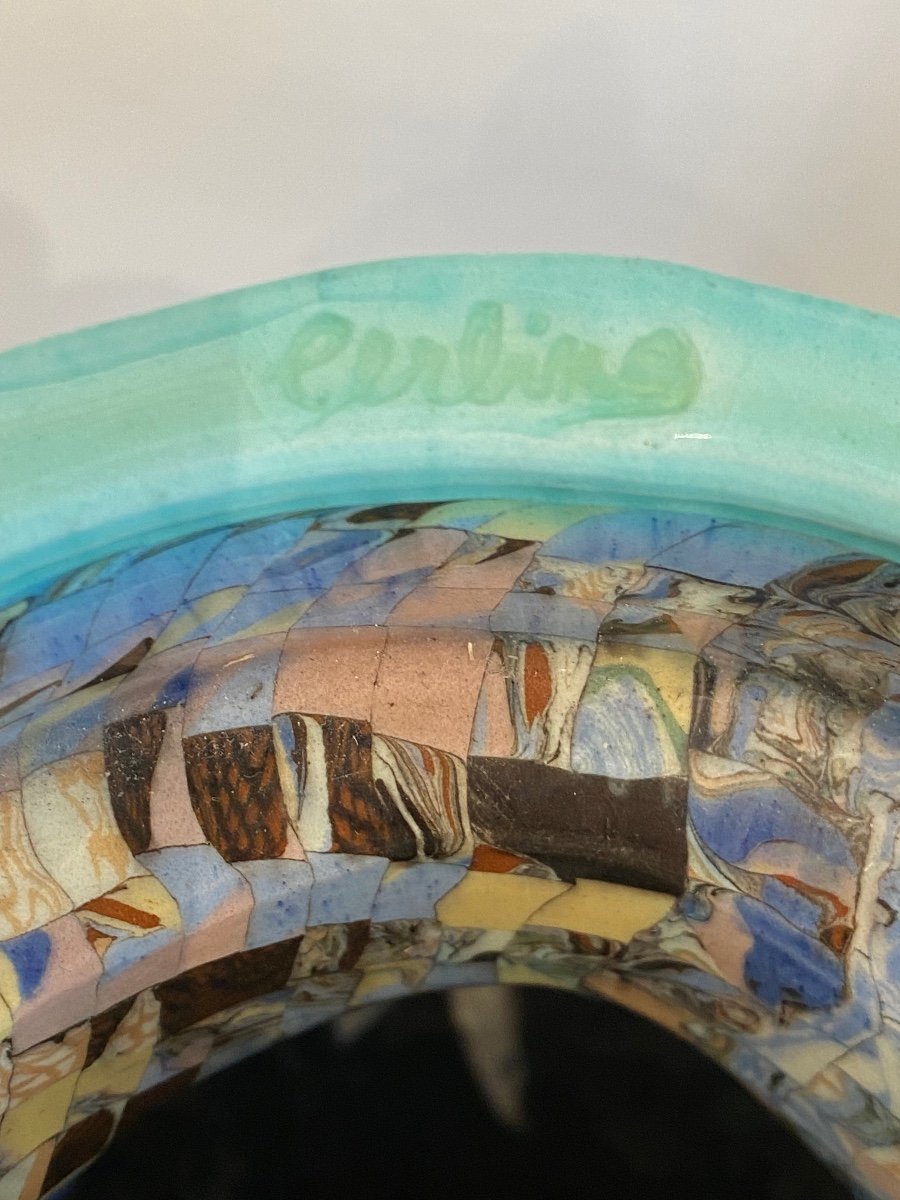 Jean Gerbino (1876-1966), Grand Vase Toupie Turquoise