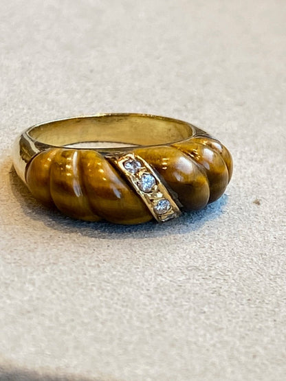 Bague Vintage Diamants & Oeil De Tigre