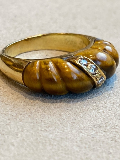 Bague Vintage Diamants & Oeil De Tigre