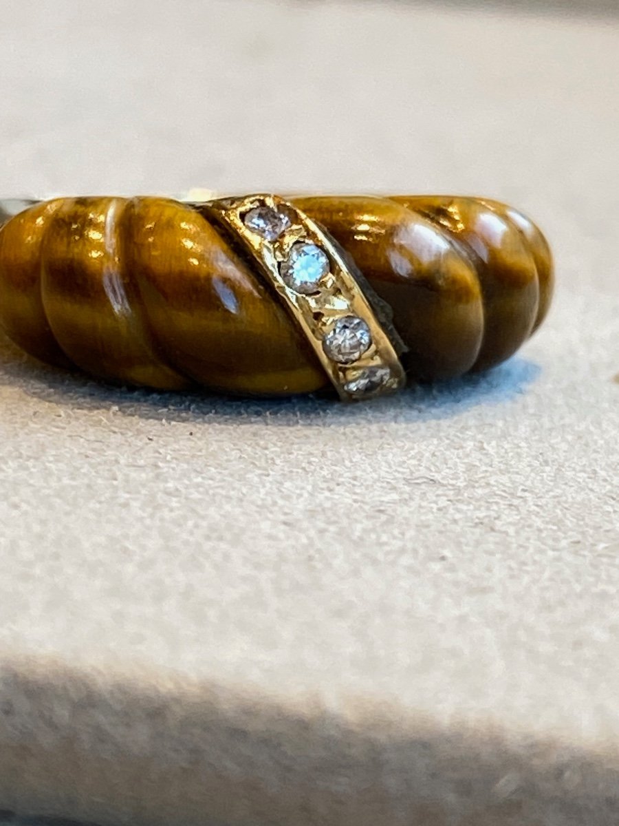 Bague Vintage Diamants & Oeil De Tigre
