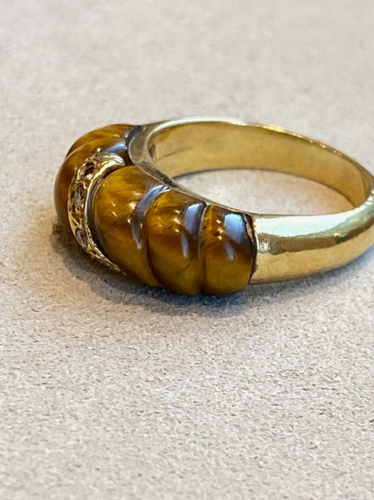 Bague Vintage Diamants & Oeil De Tigre