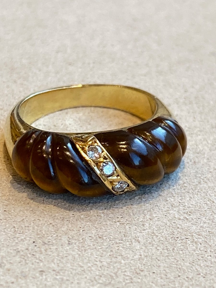 Bague Vintage Diamants & Oeil De Tigre