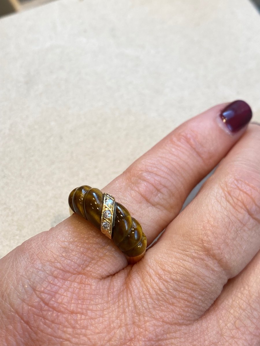 Bague Vintage Diamants & Oeil De Tigre