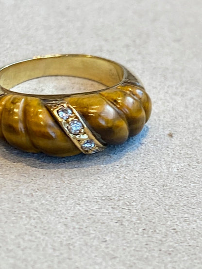 Bague Vintage Diamants & Oeil De Tigre