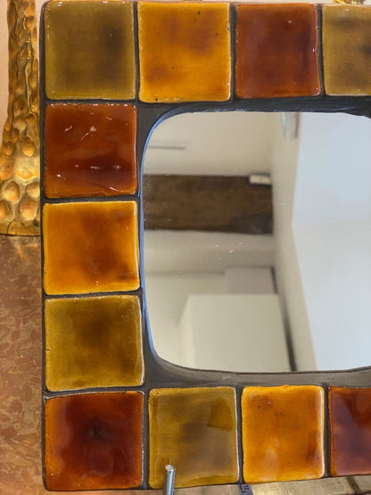 Mithé Espelt (1923-2020), Miroir "carreaux" Tons d'Automne