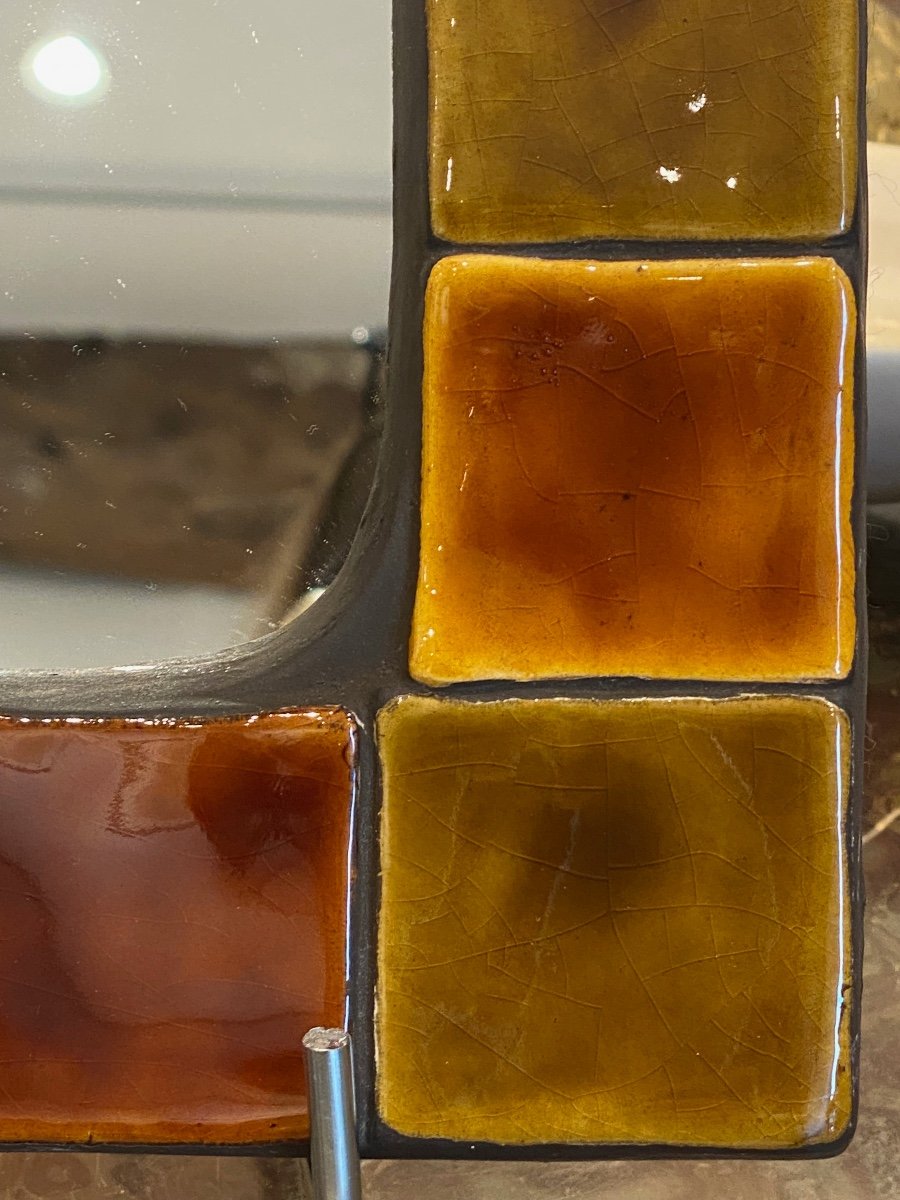 Mithé Espelt (1923-2020), Miroir "carreaux" Tons d'Automne