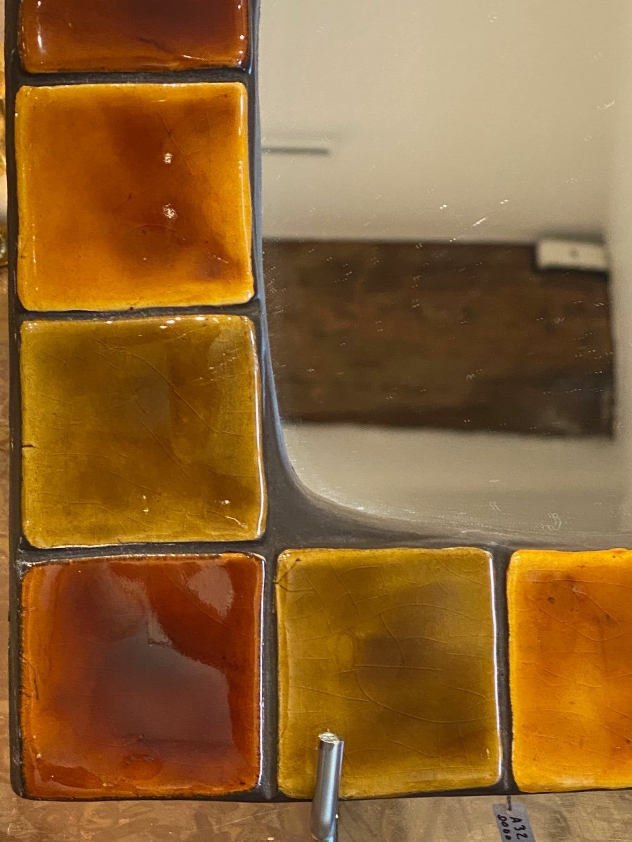 Mithé Espelt (1923-2020), Miroir "carreaux" Tons d'Automne