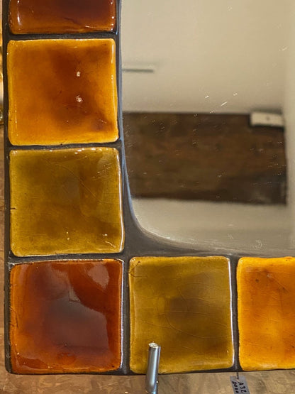 Mithé Espelt (1923-2020), Miroir "carreaux" Tons d'Automne