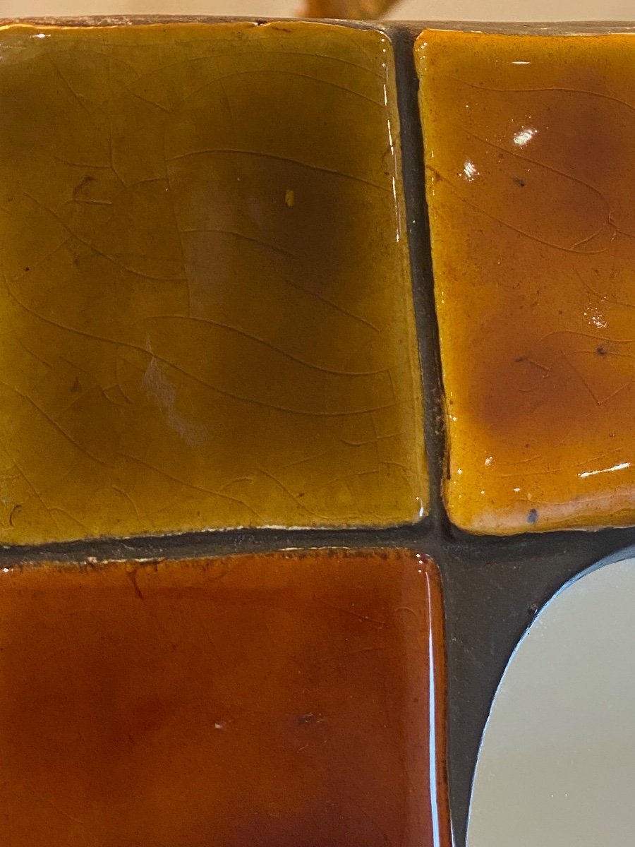 Mithé Espelt (1923-2020), Miroir "carreaux" Tons d'Automne