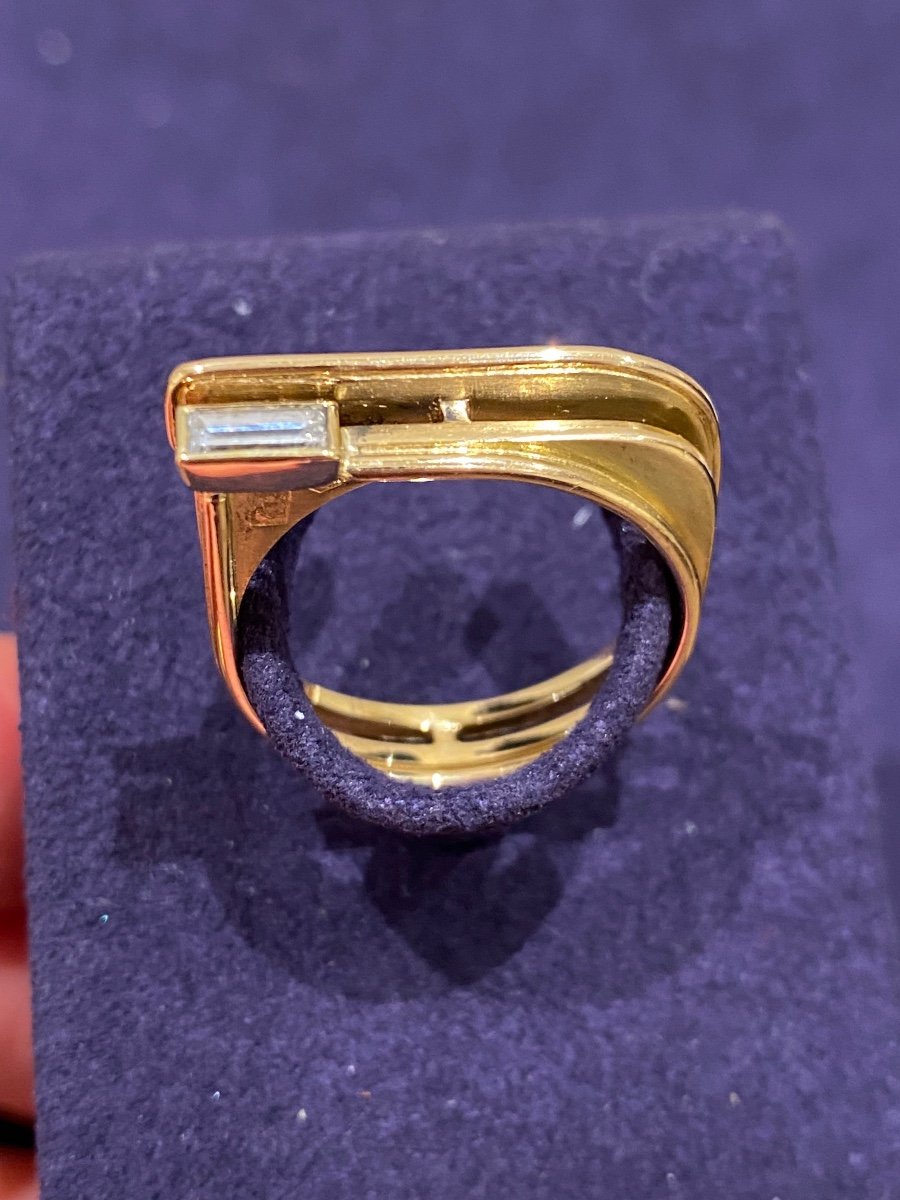 Janine Renard, Modernist Baguette Diamond Ring