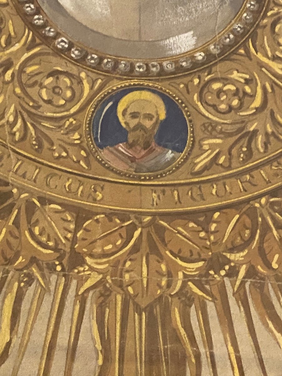 Ostensoir, Gouaché dans le goût de Placide Poussielgue-Rusand (1824-1889)