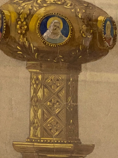 Ostensoir, Gouaché dans le goût de Placide Poussielgue-Rusand (1824-1889)