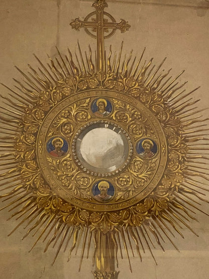 Ostensoir, Gouaché dans le goût de Placide Poussielgue-Rusand (1824-1889)