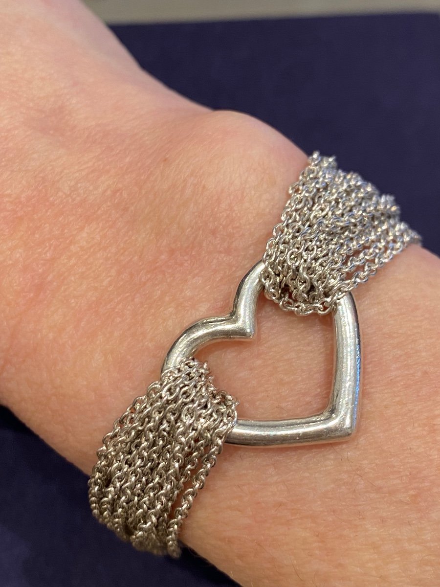 Tiffany & Co, Bracelet Argent Multi-mailles Coeur Par Elsa Peretti
