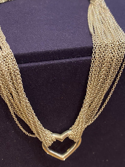 Tiffany & Co, Collier Argent Multi-mailles Coeur Par Elsa Peretti