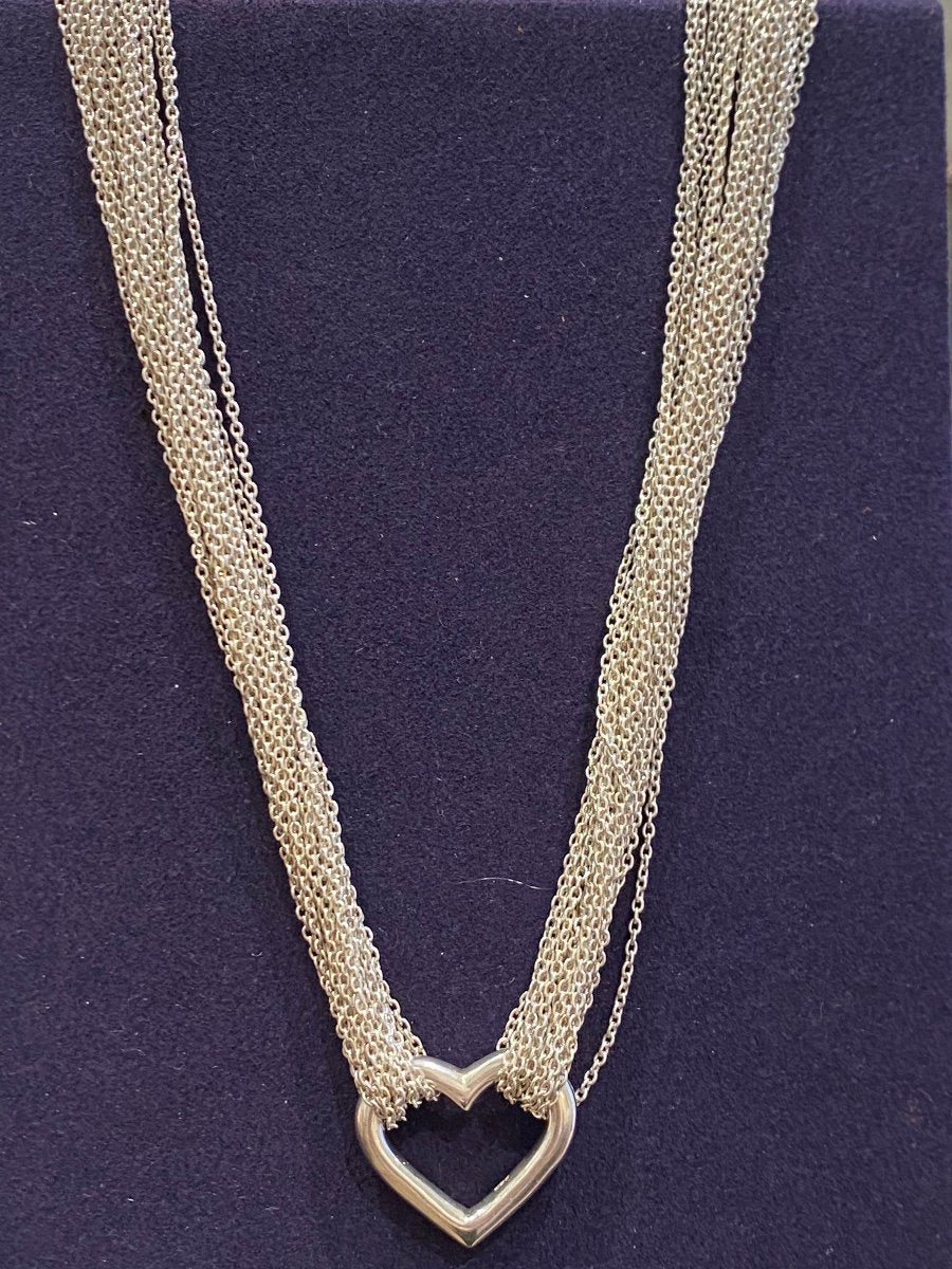 Tiffany & Co, Collier Argent Multi-mailles Coeur Par Elsa Peretti