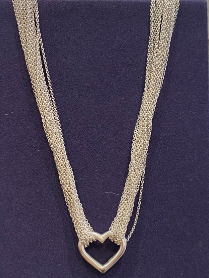 Tiffany & Co, Collier Argent Multi-mailles Coeur Par Elsa Peretti