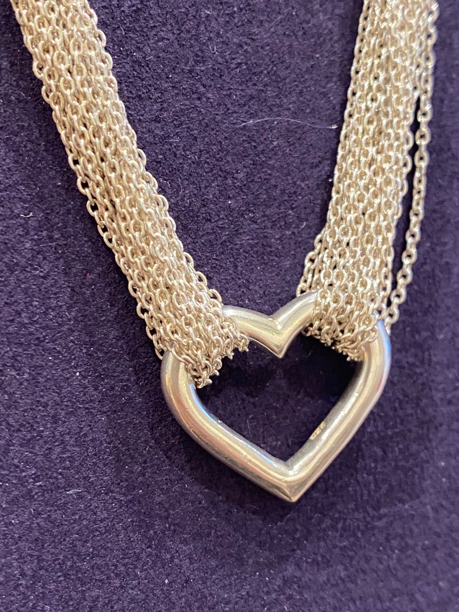 Tiffany & Co, Collier Argent Multi-mailles Coeur Par Elsa Peretti