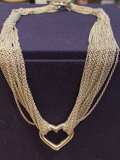 Tiffany & Co, Collier Argent Multi-mailles Coeur Par Elsa Peretti