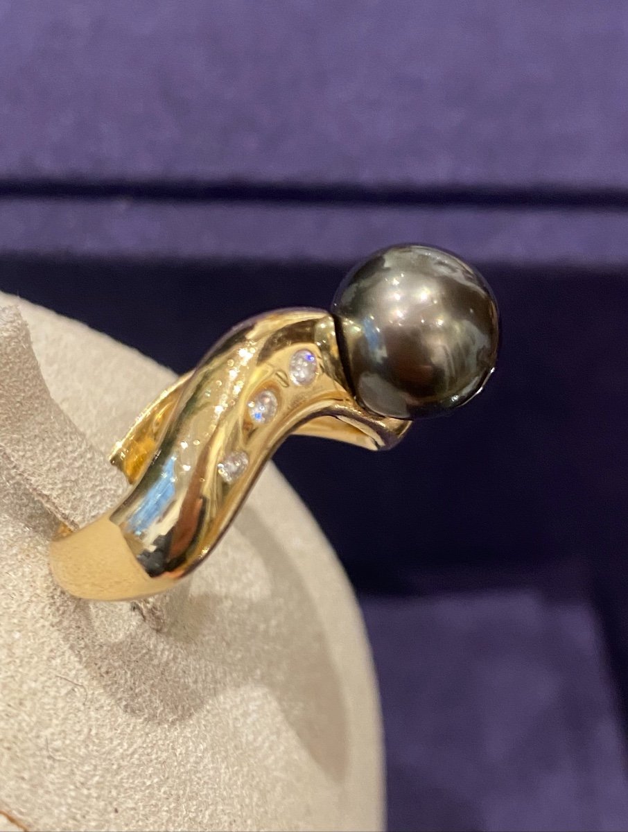 Bague Perle De Tahiti & Diamants