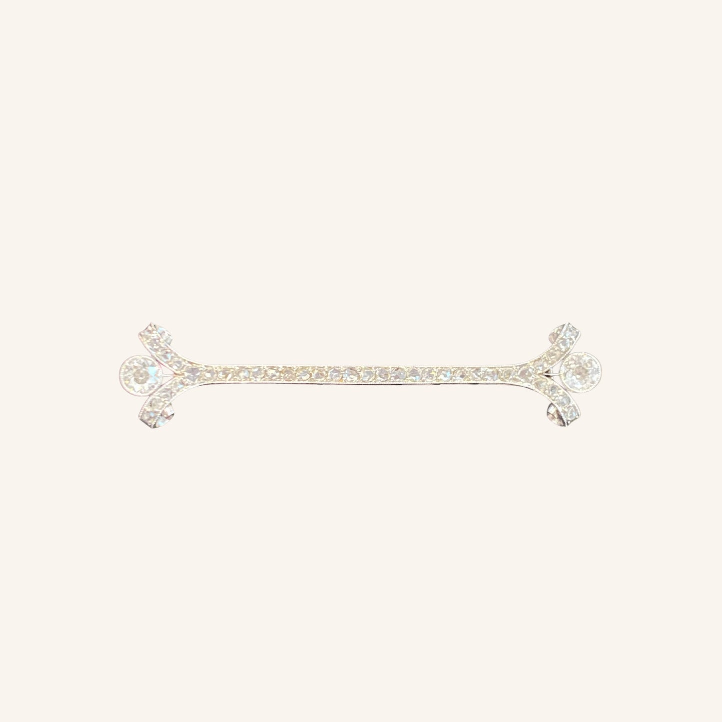 Broche Barrette Diamants Or & Platine Art Deco