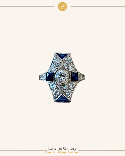 BAGUE ART DECO DIAMANTS & SAPHIRS VERNEUIL