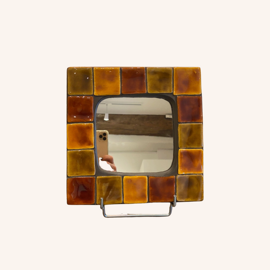Mithé Espelt (1923-2020), Miroir "carreaux" Tons d'Automne