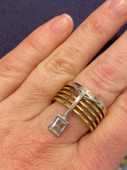 Janine Renard (1947), Modernist Gold & Diamond Tiara Ring