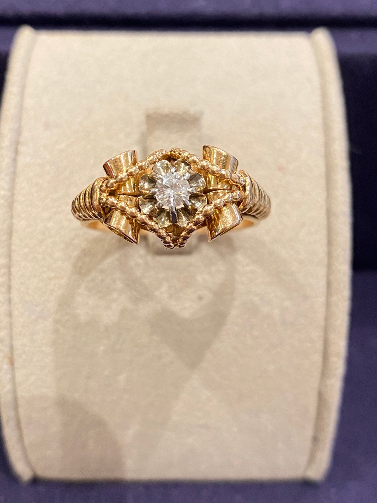 Bague Vintage En Or Rose Et Diamant