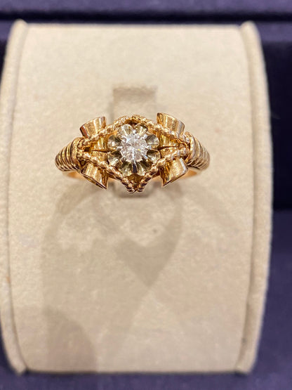 Bague Vintage En Or Rose Et Diamant