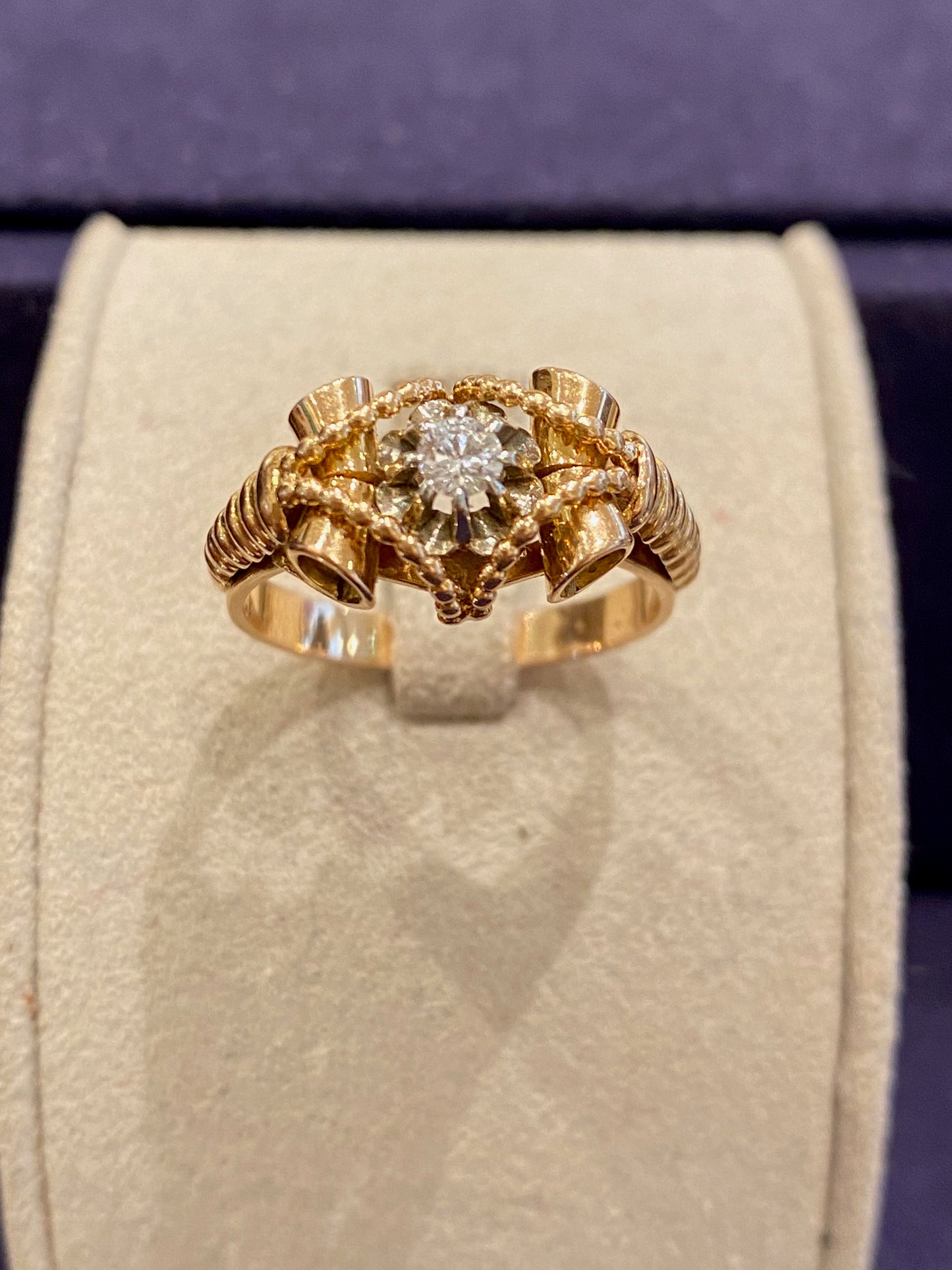 Bague Vintage En Or Rose Et Diamant