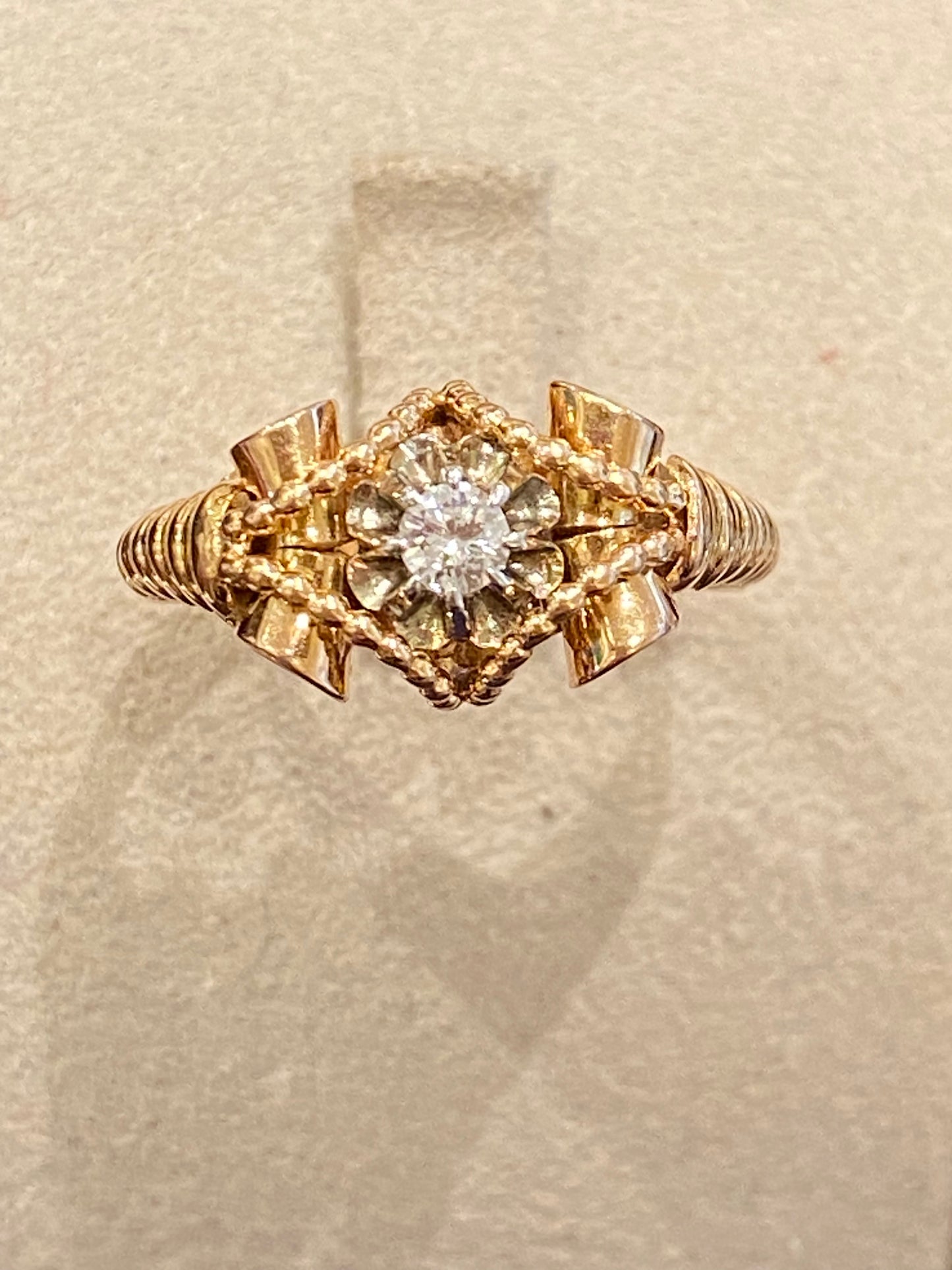 Bague Vintage En Or Rose Et Diamant