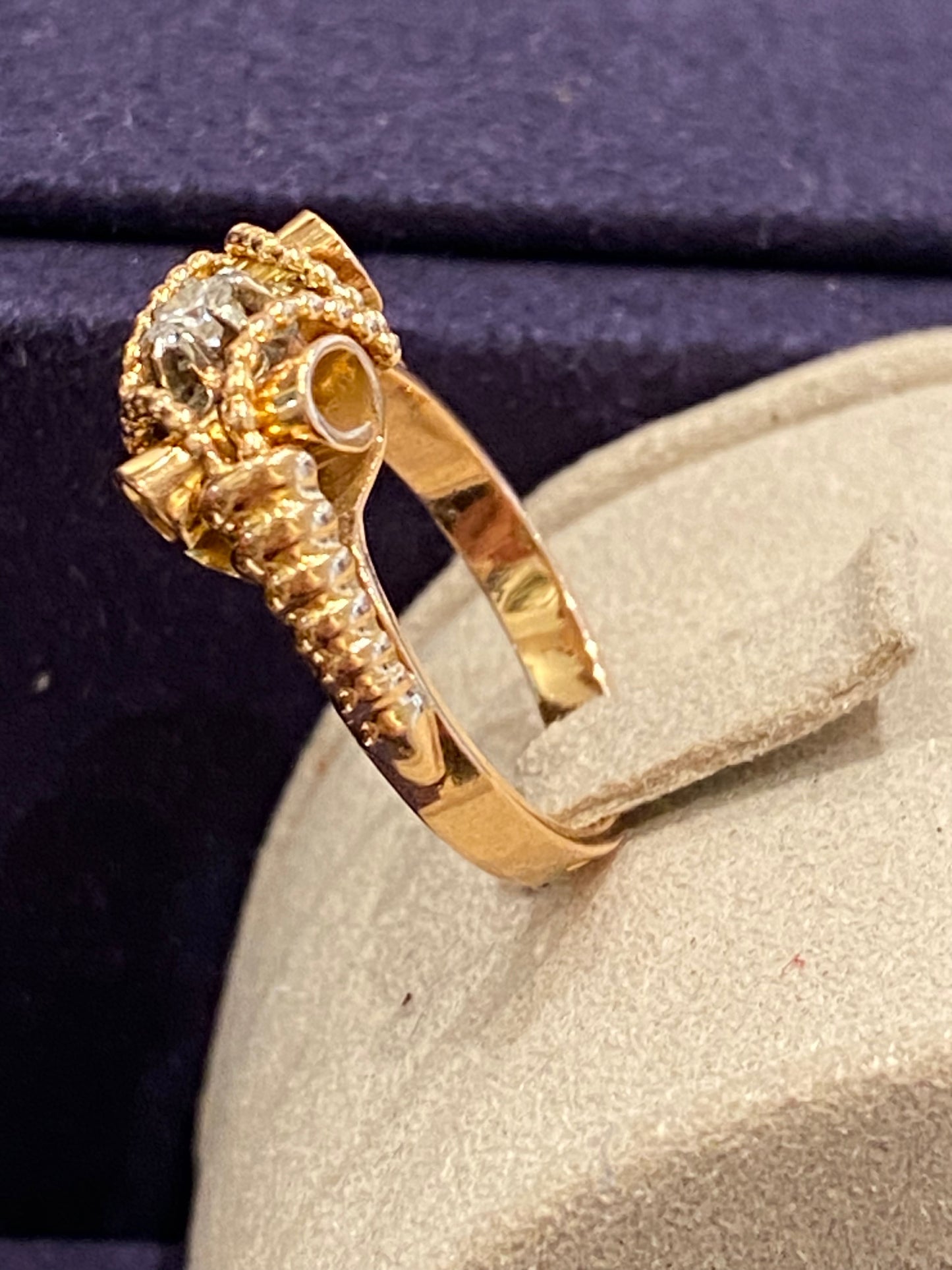 Bague Vintage En Or Rose Et Diamant