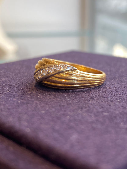 Bague Bandeau Effet Drapé En Or & Diamants