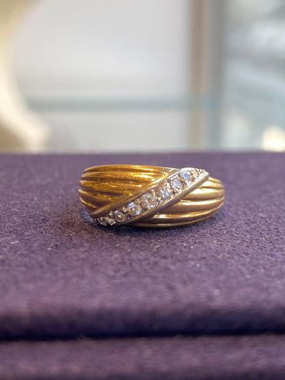 Bague Bandeau Effet Drapé En Or & Diamants