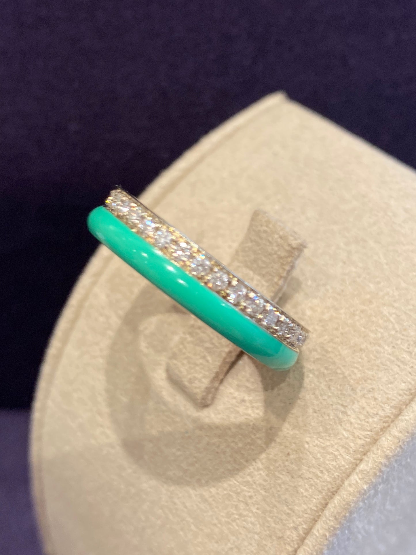 Double Demi Alliance Diamants & émail Turquoise