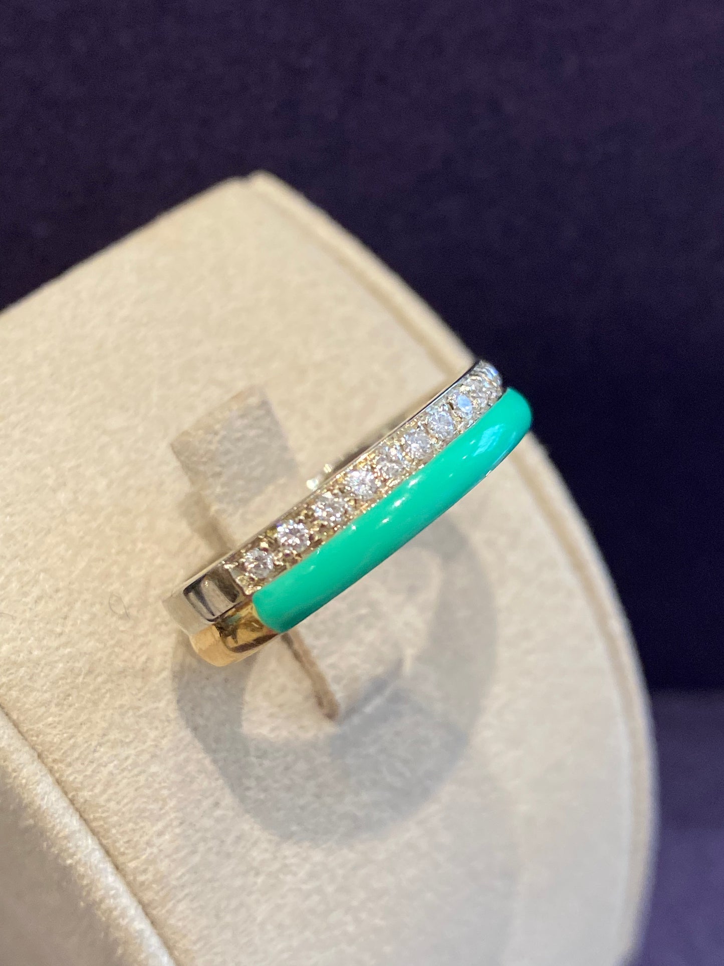 Double Demi Alliance Diamants & émail Turquoise
