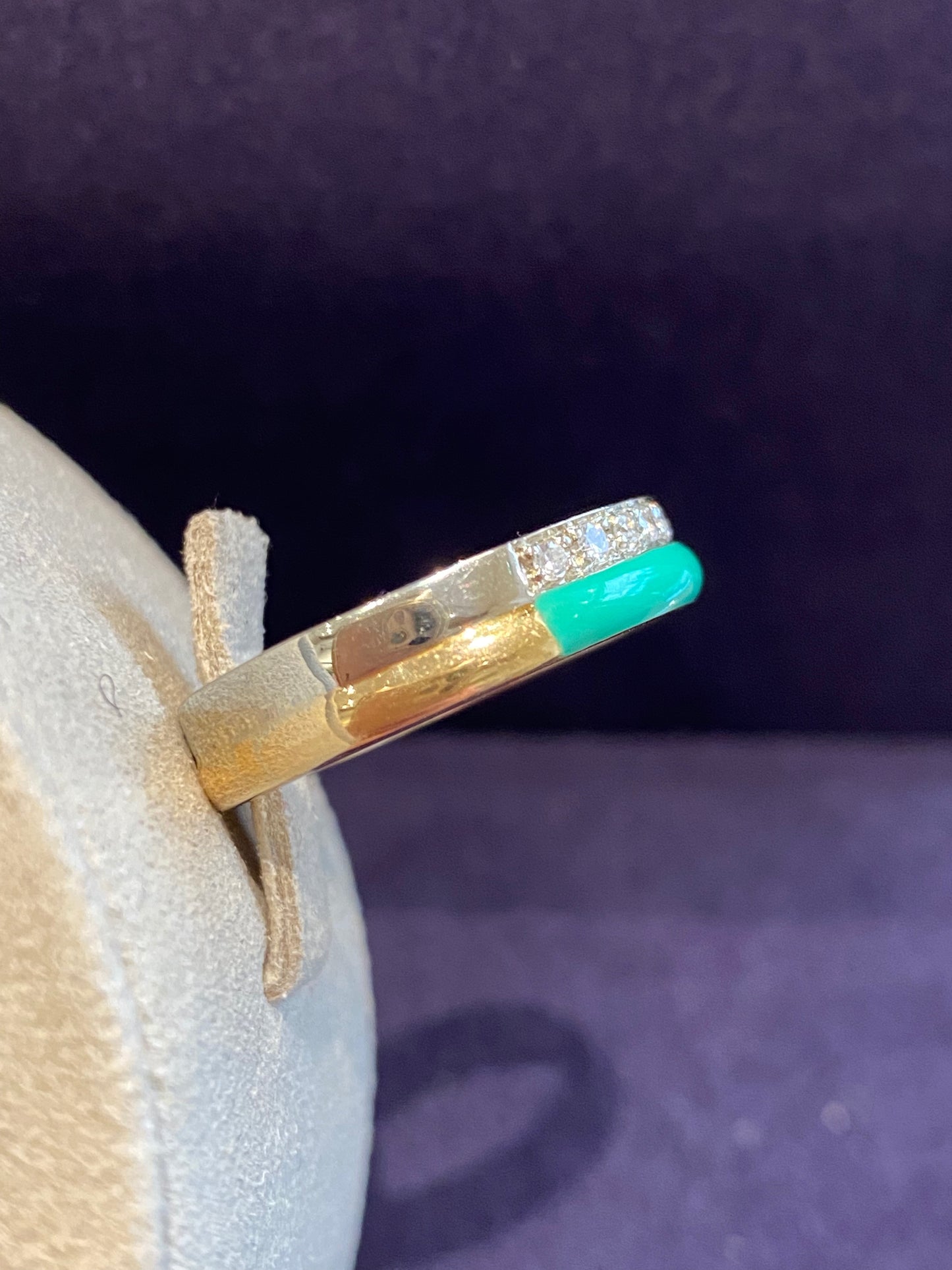 Double Demi Alliance Diamants & émail Turquoise