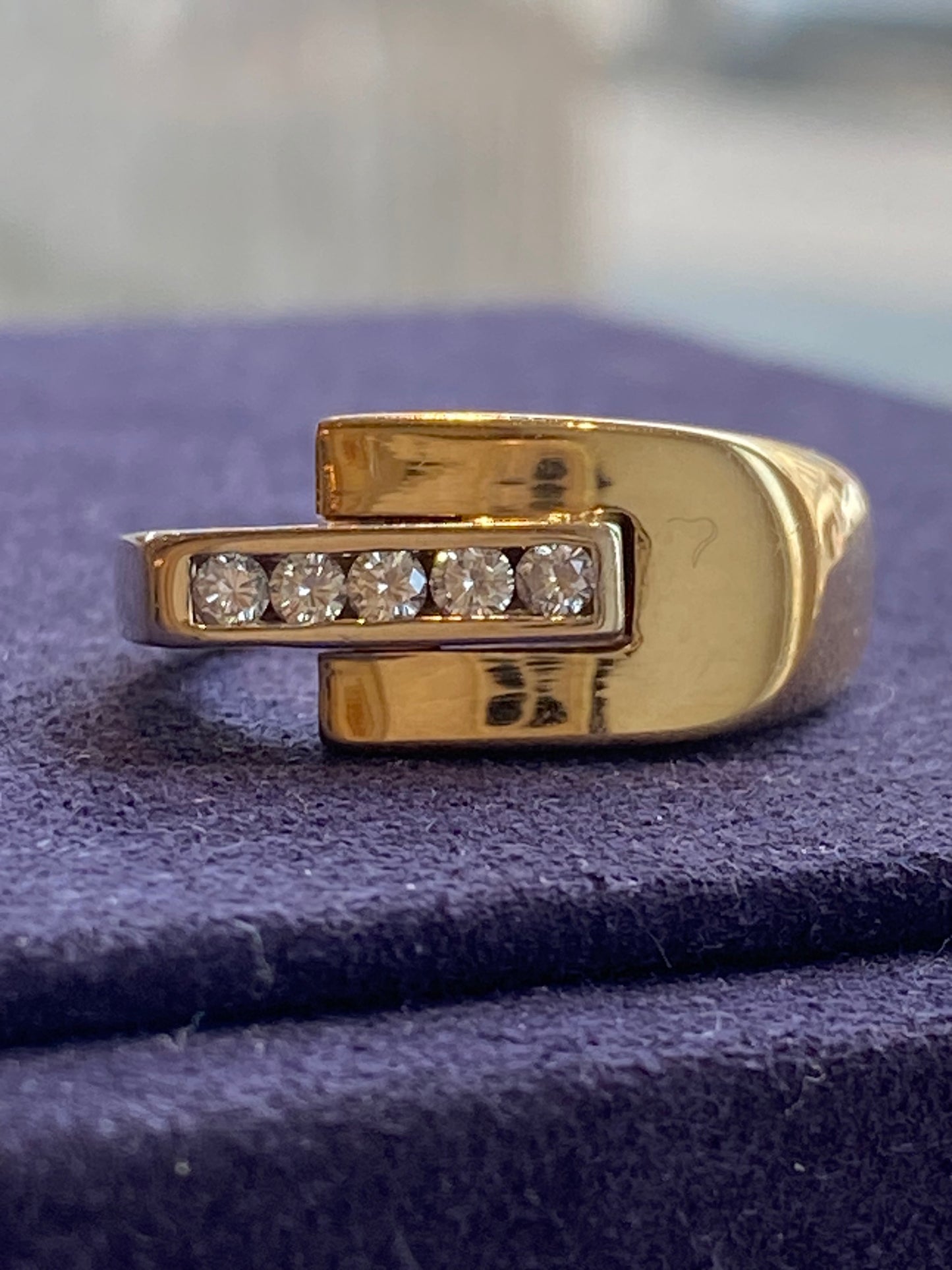 BAGUE MODERNISTE OR & DIAMANTS