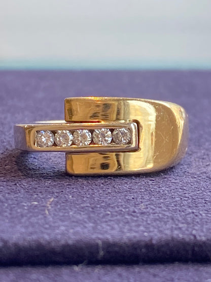 BAGUE MODERNISTE OR & DIAMANTS