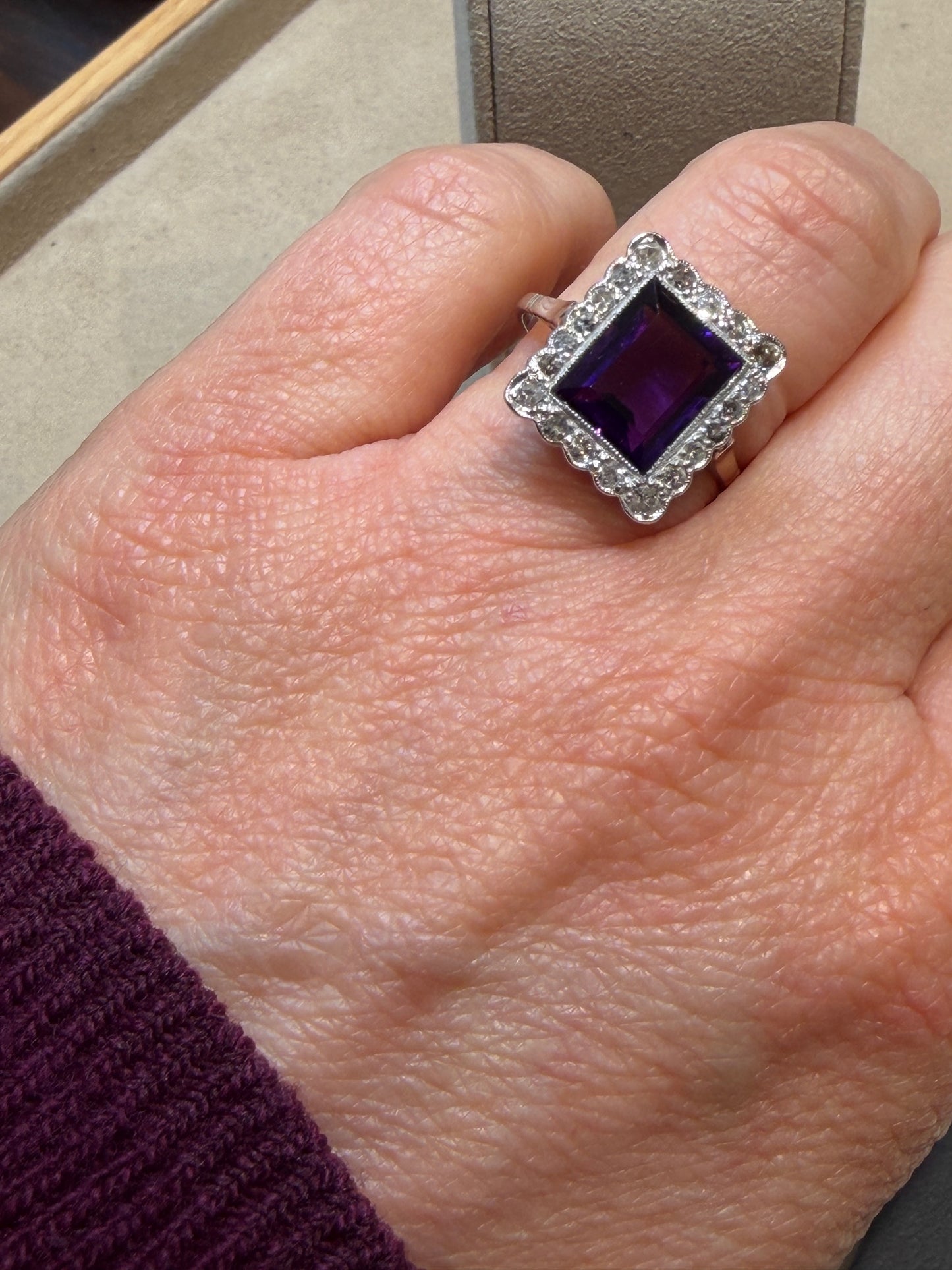 BAGUE ANCIENNE AMETHYSTE & DIAMANTS