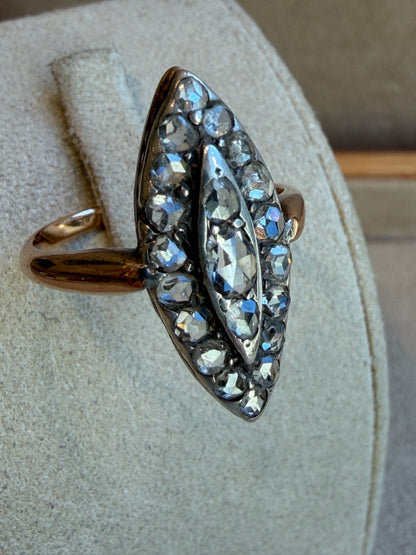 BAGUE MARQUISE DIAMANTS  XIXE S.