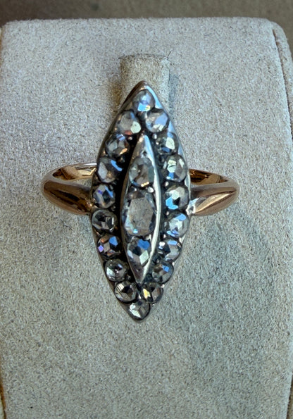 BAGUE MARQUISE DIAMANTS  XIXE S.