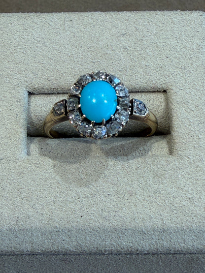 BAGUE MARGUERITE TURQUOISES & DIAMANTS